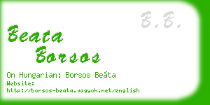 beata borsos business card